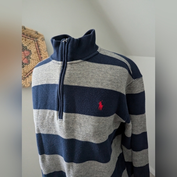Polo Ralph Lauren Striped Quarter Zip Rugby Pullover - Picture 6 of 7
